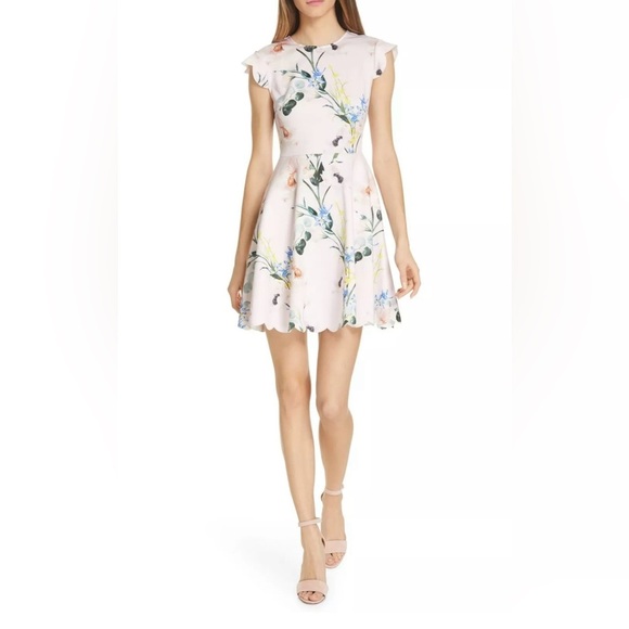 TED BAKER Blush Pink Floral
Elegance Scallop Skater Fit Flare
Dress - Picture 1 of 16